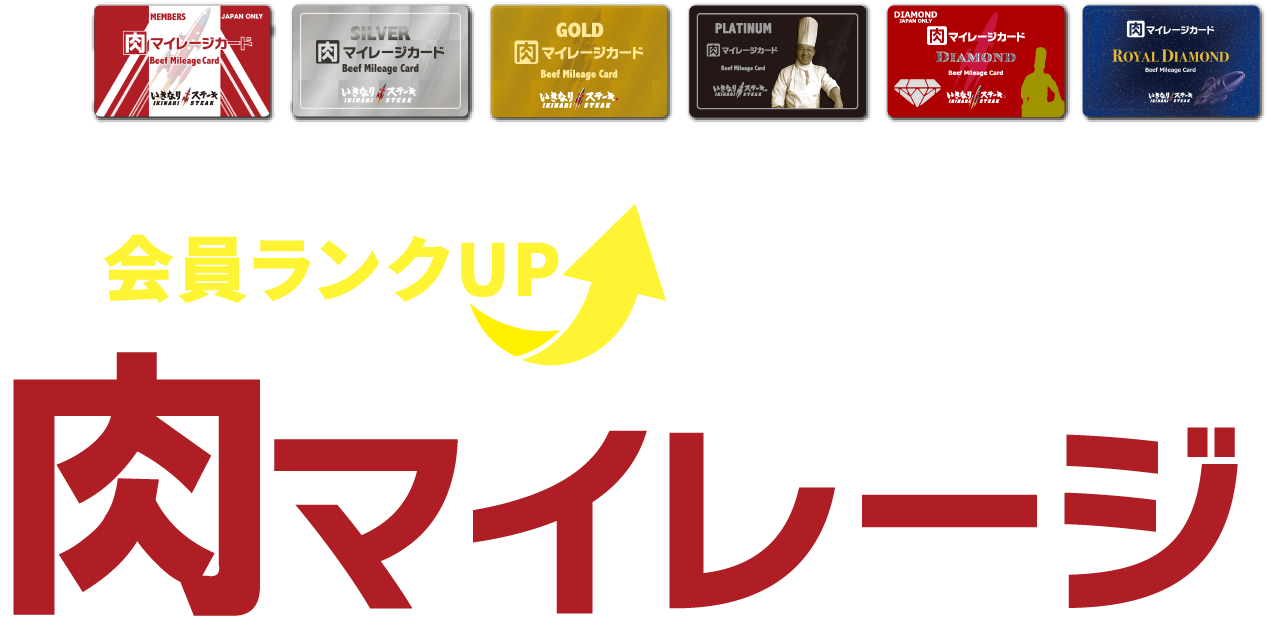 入会費・年会費無料。肉マイレージを貯めて会員ランクUPを目指そう！肉マイレージ